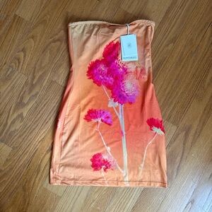 Peppermayo Orange and Pink Floral Mini Dress